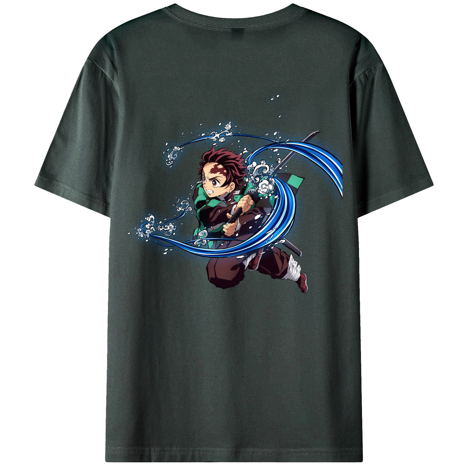 （画像用） 鬼滅の刃 竈門 炭治郎／かまど たんじろう Kamado Tanjirou 綿100％ メンズ半袖Tシャツ（バックプリント） 通気性
